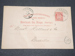 NORVEGE - Entier 10 Ore Pour Bruxelles - 1896 - P 22577 - Postwaardestukken