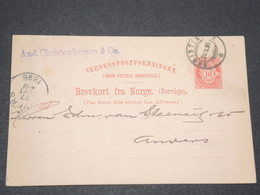 NORVEGE - Entier 10 Ore Pour Anvers - 1896 - P 22580 - Entiers Postaux
