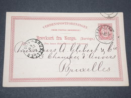 NORVEGE - Entier 10 Ore Pour Bruxelles - 1886 - P 22589 - Entiers Postaux