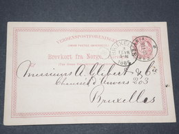 NORVEGE - Entier 10 Ore Pour Bruxelles - 1885 - P 22594 - Postwaardestukken