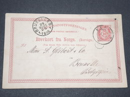 NORVEGE - Entier 10 Ore Pour Bruxelles - 1886 - P 22598 - Postal Stationery