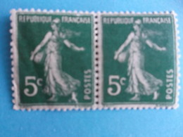 TIMBRE :TYPE SEMEUSE FOND PLEIN , 137 L En Paire , 5c Vert Impréssion RECTO-VERSO , Neuf XX , En Parfait état - Unused Stamps