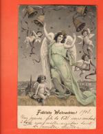 GBG-33 Joyeux Noël Fröhliche Weihnachten. Anges, Engel. Précurseur. Circulé En 1903 - Autres & Non Classés