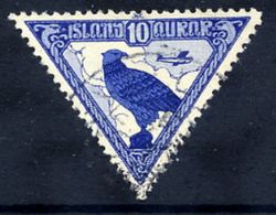 ICELAND 1930 Millenary Of Parliament Airmail 10 Aur., Used.. Michel 140 - Poste Aérienne