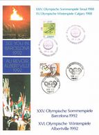27534. Tarjeta Souvenir Olimpiada SEOUL 1988. Canada And Korea Stamps. Olympic Games - Cartas & Documentos