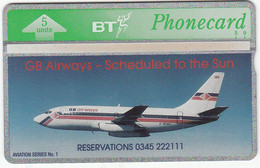 BT Phonecard GB Airways  Private Issue 5unit - Superb Mint - BT Emissions Thématiques Avions Civils