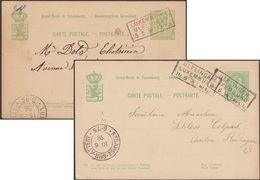 Luxembourg 1896-1898. 2 Entiers Postaux, Ambulant, Bahnpost Luxembourg-Ulflingen, Ou Troisvierges Et Retour - Maschinenstempel (EMA)