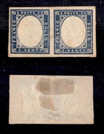 0072 ANTICHI STATI - SARDEGNA - 1860 - Coppia Del 20 Cent Azzurro Grigio (15Cc) Con Effigi Capovolte - Nuova Con Gomma - - Sonstige & Ohne Zuordnung