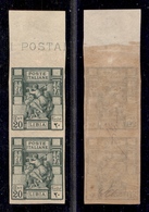 0640 COLONIE - LIBIA - 1924 - Coppia Del 20 Cent Sibilla (40b) Non Dentellata - Nuova Con Gomma - Cert. Oliva + Cert. AG - Sonstige & Ohne Zuordnung