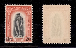 2346 SAN MARINO - 1942 - 20 Lire Su 75 Cent Delfico (227) - Gomma Integra (44) - Autres & Non Classés