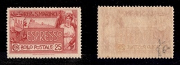 2366 SAN MARINO - 1907 - 25 Cent Espresso (1) - Gomma Integra (150) - Autres & Non Classés