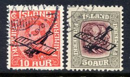 ICELAND 1928-29 Airmail Overprints, Used.  Michel 122-23 - Posta Aerea