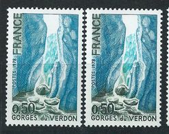 [19] Variété : N° 1996 Gorges Du Verdon Vert-olive Au Lieu De Vert-noir + Normal ** - Unused Stamps