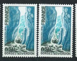 [19] Variété : N° 1996 Gorges Du Verdon Fond De La Gorge Bleu Pâle Au Lieu De Bleu Vif + Normal ** - Unused Stamps