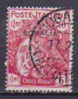 COLONIE ITALIANE  SOMALIA 1916 CROCE ROSSA SASS.27 USATO VF - Somalie