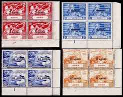 ADEN 1949 UNIVERSAL POSTAL UNION OVPT.CORNER 4-BLOCKS:4 [Aufdruck,surimprimé,sobreimpreso] - UPU (Union Postale Universelle)