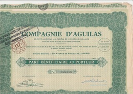 PART BENEFICIAIRE - COMPAGNIE D'AGUILAS - ANNEE 1935 - Mines