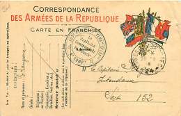 190218 GUERRE 14/18 - FM MILITAIRE CORR AUX ARMEES 6e Cie 107e Régiment Territorial D'Infanterie Illustré 6 Drapeaux - Storia Postale