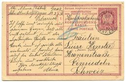 Austria 1918 10h Crown Postal Card Graz To Einsiedeln, Switzerland - Briefkaarten