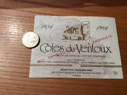 Etiquette De Vin « Cotes Du Ventoux - LES MAITRES VIGNERONS DE PERNES - PERNES-LES-FONTAINES (84) » 1984 - Côtes Du Ventoux