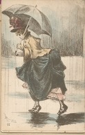 ILLUSTRATEUR  BOUTET - Jeune Femme - Promenade Sous La Pluie - PRECURSEUR - Boutet