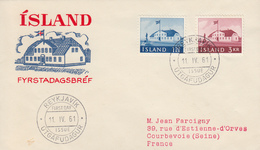 Enveloppe   FDC  1er  Jour     ISLANDE    Ancien  Siége  Du  Gouvernement   1961 - FDC