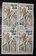 FRANCE - ANNEE 1986 - TIMBRE DE SERVICE OBLITERE N° YVERT 92 - BLOC DE QUATRE AVEC CACHET ROND / CACHET A DATE - Used