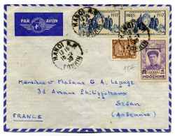 Lettre De HANOI Par Avion, Avec Affranchissement Composé / TONKIN /  1939 - Lettres & Documents