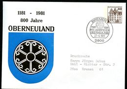 Bund PU111 C2/018a Privat-Umschlag WAPPEN BREMEN-OBERNEULAND Sost. 1981 NGK 4,00 € - Sobres Privados - Usados