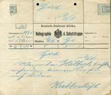 Beleg 1902, Heliographie Der Schutztruppe, Seltenes Vordruck-Formular Für Ein Heliogramm Zwischen Windhuk Und Gibeon, Ob - Sonstige & Ohne Zuordnung