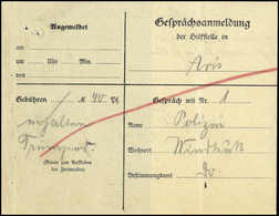 Beleg 1911, "Gesprächsanmeldung Der Hilfsstelle In ARIS", Seltenes Postformular. - Sonstige & Ohne Zuordnung