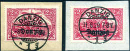 Briefst. 2,50 Mk., Zwei Farben, Ideal Gestplt. Briefstücke, Sign. Infla. (Michel: 12a/b) - Other & Unclassified