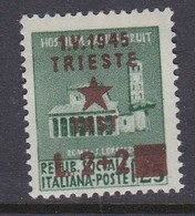 Venezia Giulia And Istria 1945 Yugoslav Trieste Occupation S7 2 Lire+ 2 Lire On 25c Mint Hinged - Joegoslavische Bez.: Trieste