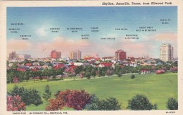 Texas Amarillo Skyline From Ellwood Park 1940 Curteich - Amarillo
