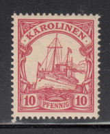 Caroline Islands 1900 MH Scott #9 10pf Kaiser's Yacht 'Hohenzollern' Variety: Broken Line To Right Of Mast - Caroline Islands