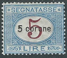 1922 DALMAZIA SEGNATASSE 5 COR MH * - I35-7 - Dalmatia