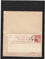 CTN27 - CARTE TELEGRAMME CHAPLAIN 50c+50c SURCH. TAXE REDUITE STORCH N°D5 - Rohrpost