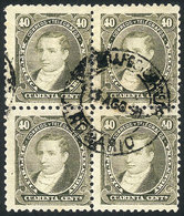 213 ARGENTINA: GJ.112, 40c. Moreno, Block Of 4 Cancelled CERTIFICADO - ROSARIO, VF And R - Sonstige & Ohne Zuordnung