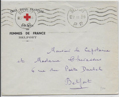 1938 - OMEC - BELFORT - MECA PP "5 LIGNES ONDULEES" Sur ENVELOPPE CROIX-ROUGE UNION DES FEMMES De FRANCE - Red Cross