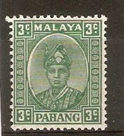 MALAYA - PAHANG 1941 3c ORDINARY PAPER SG 31 VERY LIGHTLY MOUNTED MINT Cat £65 - Pahang