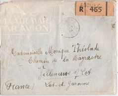 G404 - Lettre Recommandée De Abomey (Dahomey) Pour Villeneuve Sur Lot En 1949 - Lettres & Documents