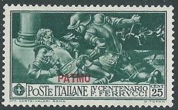 1930 EGEO PATMO FERRUCCI 25 CENT MH * - I39-6 - Egée (Patmo)