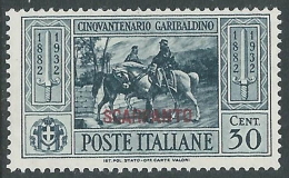1932 EGEO SCARPANTO GARIBALDI 30 CENT MH * - I39-7 - Egée (Scarpanto)