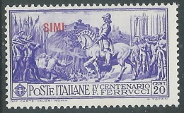 1930 EGEO SIMI FERRUCCI 20 CENT MH * - I39-8 - Egée (Simi)