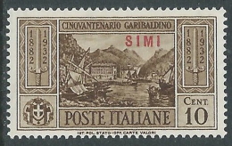 1932 EGEO SIMI GARIBALDI 10 CENT MH * - I39-8 - Egée (Simi)