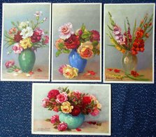 Cpa LOT 4X Litho Illustrateur LALANNE Stelhi  Bouquet Fleur Pot VASE 2x Rose Glaieul Oeillet - Colecciones Y Lotes