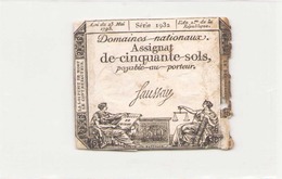 Assignat De Cinquante Sols ( L'an 2 ème De La République ) Série 1932 - Assignats