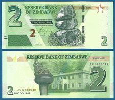 ZIMBABWE 2 Dollars 2016 UNC Prefix AC - Zimbabwe