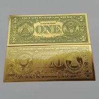 BILLET FACTICE DE 1 $ . PLAQUE COULEUR OR . - Altri & Non Classificati