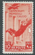 1934 EMISSIONI GENERALI POSTA AEREA MONDIALI DI CALCIO 10 LIRE MH * - I41-7 - Algemene Uitgaven
